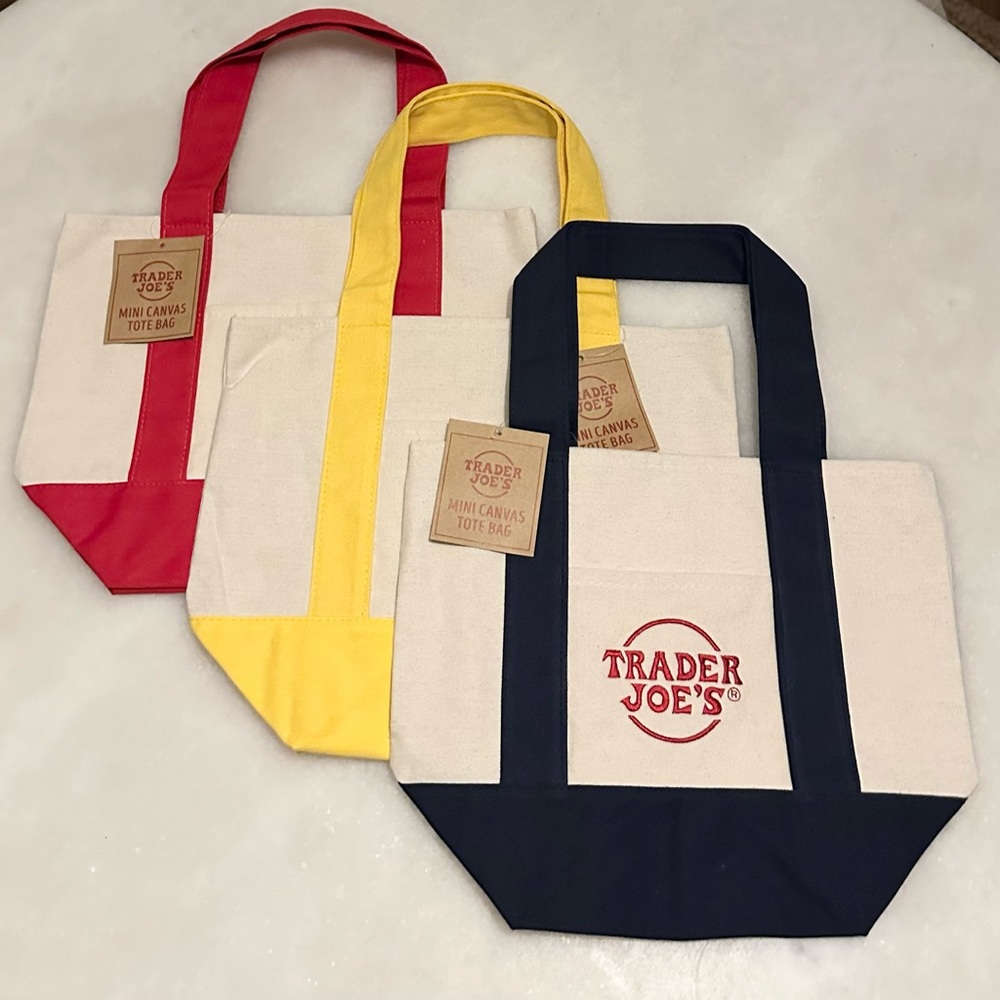Trader Joe’s Mini Canvas Tote Bags. Small version of the OG tote.Lot set of 3x.